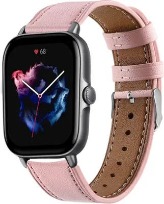 Produktbild von Strap-it Amazfit GTS 3 Armband Leder (Rosa)
