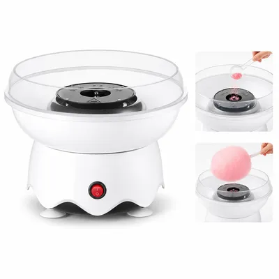 Produktbild von Mini Zuckerwattemaschine elektrisch, 400W Zuckerwatte Maker für Kinder, mit Spritzschutz, rutschfestem Standfuß, einfache Reinigung für Zuhause