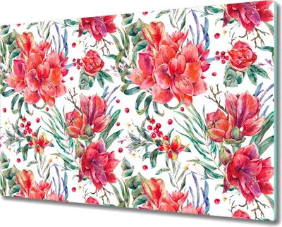 Produktbild von Glas-Herdabdeckplatte Glaskeramikkochfeld-Abdeckung Spritzschutz - 80x52 cm - Blumen Tropisch bunt