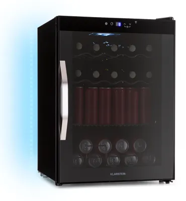 Obrázok produktu pre Klarstein Smart Coachella 60 chladnička na nápoje - 60 l chladnička na nápoje s WLAN, sklenené dvere, LED osvetlenie, 3-18 °C, 3 kovové police, vyvážené svetlo,  E, čierna