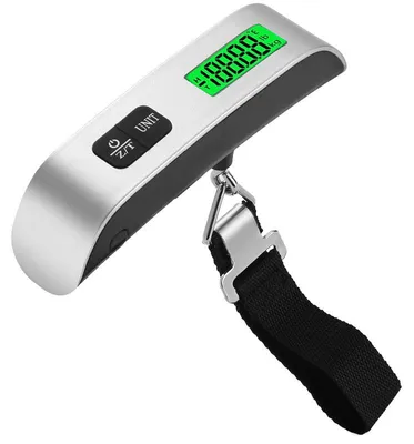 Produktbild von Digitale Reise-Kofferwaage, LCD-Display, tragbar bis 50 kg, Anti-Rutsch, präzise, inkl. Batterie