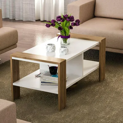 Image de Langosco - Table Basse, 90x60x42h cm Blanc, un Compartiment