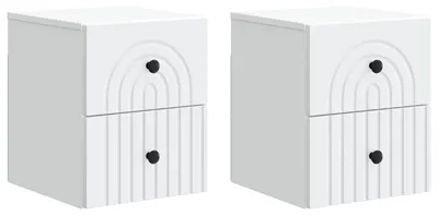 Image de Cabinet de chevet mural 2 pcs Blanc 33 x 34,5 x 40 cm