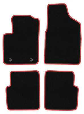 Productafbeelding van Velours automatten voor Ford Ka MK2 2008-2012 (hatchback) – 4-delig, zwart/rood, op maat – Wielganizator CARLUX
