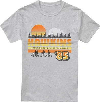 Image de T-shirt Stranger Things pour homme Hawkins Retro 85 gris chiné XL