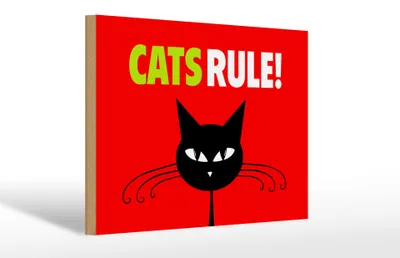 Produktbild von Holzschild Spruch 30x20cm Cats rule Katze