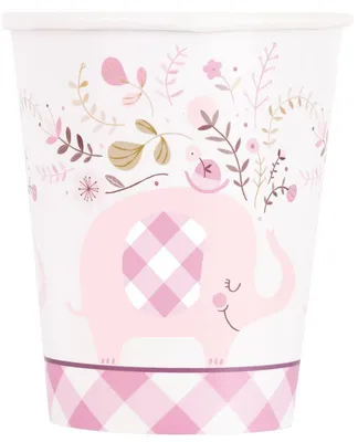 Image de Fête prénatale « Éléphant » pour fille – 8 gobelets