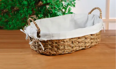 Produktbild von Schale Schilfgras oval Griffe Stoffeinlage – Brotkörbchen