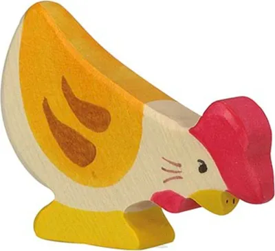 Produktbild von Holzfigur Huhn pickend (Bauernhof-Tiere) Holztiger 1120 Goki 80016 - Tiere aus Holz, Holztiere