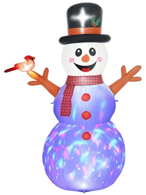 Productafbeelding van Grote sneeuwpop, 2,40 m, kerstdecoratie, met LED-verlichting, zelfopblazend, polyester
