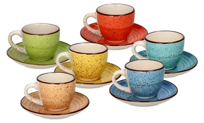 Produktbild von Espressotasse mit Untertasse im Set von 6 Stück, aus Steinzeug