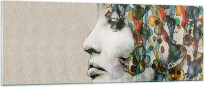 Produktbild von Bilder auf glas - Gesicht Frau - 140x50cm - Glasbilder - Wandbilder - Kunstdruck - zum Aufhängen bereit - Wanddekoration aus Glas - Glas Bilder - Wandbild auf Glas - Einteilig - GAB140x50-3533