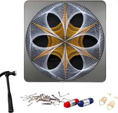 Produktbild von RealG RC-K-161 Kreativset für String Art, 40 x 40 cm, geometrischer Kreis