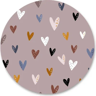 Image de Stickers CERCLE pour filles Coeurs style scandinave Décoration murale Stickers motifs enfants 100 cm x 100 cm