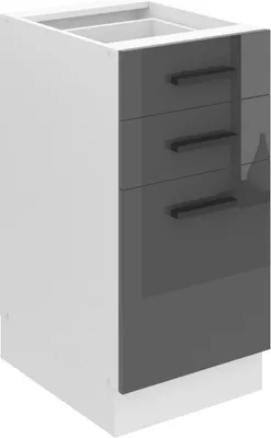 Produktbild von Belini Unterschrank Küche, Küchenunterschrank 40 cm Breite. SDSZ Küchenunterschrank ohne Arbeitsplatte. Küchenschrank mit Schubladen, Silber Hochglanz