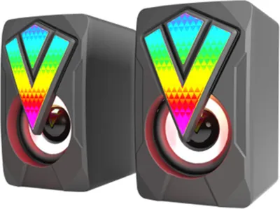 Image de Haut-parleurs de jeu, haut-parleurs d'ordinateur, pilotes USB, audio , entrée AUX 3,5 mm, éclairage RVB portable, son surround 3 W x 2, haut-parleurs d'étagère