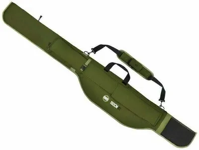A green fishing rod bag is shown against a white background.