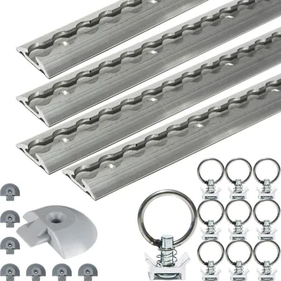Produktbild von Safetytex Zurrschiene halbrund 2 Meter Set Single Fitting Endkappen Endfitting