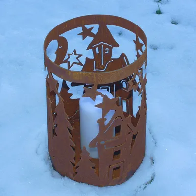 Produktbild von 440s Rost-Windlicht Winter D ca. 27 cm