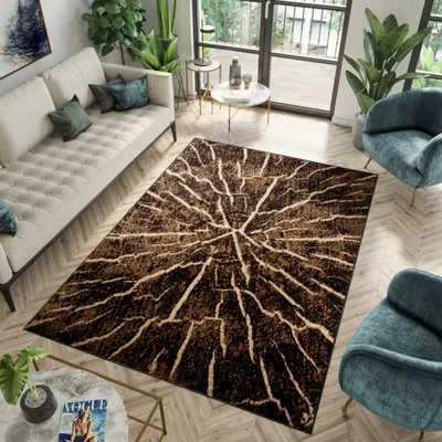 Image de Tapis LUXURY Moderne Noir Marron Salon  160 x 220 cm