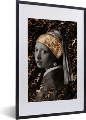 Produktbild von MuchoWow® Gerahmtes Poster Das Mädchen mit dem Perlenohrring - Johannes Vermeer - Gold 40x60 cm - Poster mit Schwarzem Bilderrahmen Wandposter Rahmen Foto Bilder - Poster in Rahmen