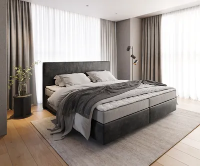 Produktbild von DELIFE Boxspringbett Dream-Well Mikrofaser Anthrazit Vintage 200x200 cm Bonell-Matratze PolyurethanTopper