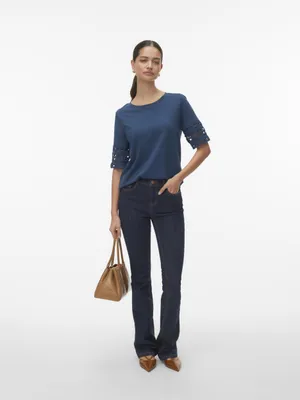 Produktbild von Vero Moda VMIVACY 2/4 O-NECK TOP JRS BTQ Dark Denim XS