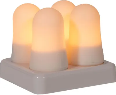 Produktbild von 4er Set wiederaufladbare Flammenlichter s4, weiß, 6,8 x 5 cm