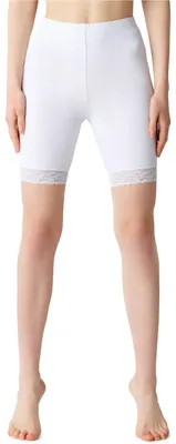 Image de Bellivalini Leggings courts pour femmes en viscose avec dentelle BLV50-216 (Blanc, XS)