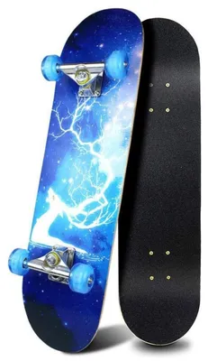 Produktbild von Kinder-Skateboard 80 x 20 cm 7-lagiges Ahorn-Deck Doppel-Kick-Design für Anfänger Jungen Mädchen