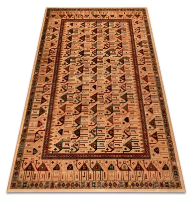 Produktbild von Wollteppich KASHQAI 4304 101 orientalisch, Rahmen Lachsfarbe / grün Mehrfarben 200x300 cm
