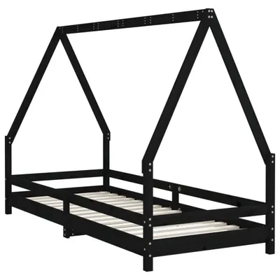 Immagine prodotto di vidaXL Letto per bambini nero 80x200 cm in legno di pino massiccio