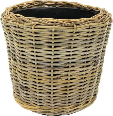 Produktbild von Ratanový květináč na sušení - ø 50 x 52 cm - Drypot - květináč s recyklovaným voděodolným plastem uvnitř - květináče - šedý