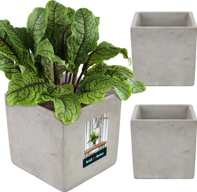 Productafbeelding van KOTARBAU® Set van 2 bloempotten, sierpot, 11 x 11 cm, van decoratief beton, vierkant, voor bloemen en planten
