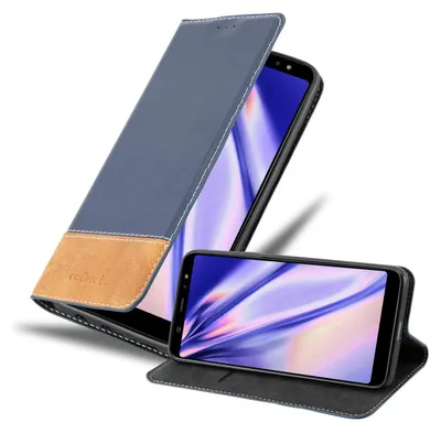 Produktbild von Cadorabo Hülle für Samsung Galaxy A6 PLUS 2018 Schutzhülle in Blau SHandyhülle Book Case Etui Kunstleder