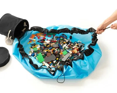 Produktbild von Master Faltbarer Spielzeugkorb mit Spielmatte 2in1 - schwarz/blau