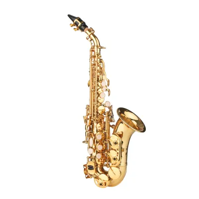 Produktbild von Bb-Sopransaxophon, Goldlack, Messingsaxophon, mit Instrumentenkoffer, Mundstück, Umhängeband, Reinigungstuch, Bürste, für Musikeranfänger