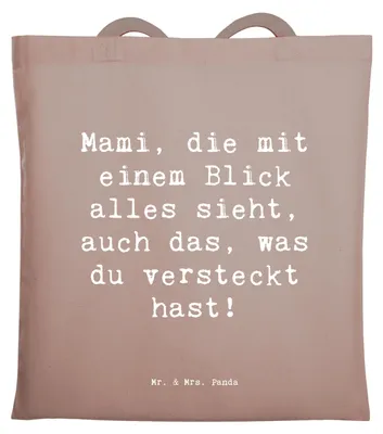 Produktbild von Mr. & Mrs. Panda Jutebeutel Spruch Mami Superkraft - Braun Pastell - Geschenk, festivaltasche, Familienmitglieder, Schultasche, Liebe, Shopping Tasche, Tote Bag, Familie