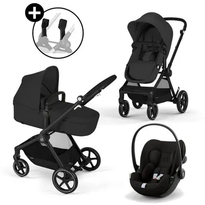 Produktbild von CYBEX Trio EOS Plus + Cloud G i-Size 3-in-1 Travel System, Kinderwagen EOS 2-in-1 + Soft Carrycot/Sitz, i-Size Autositz Cloud G, Adapter, Black