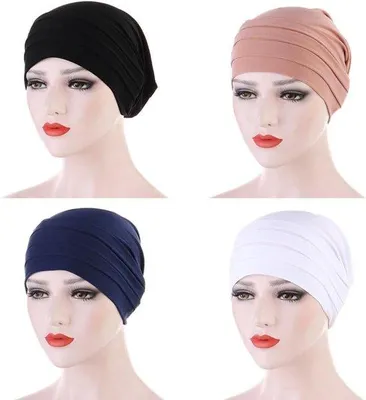 Produktbild von Famanu Chemomützen für Frauen - 3 Stück aus Baumwolle, slouchy Bandana