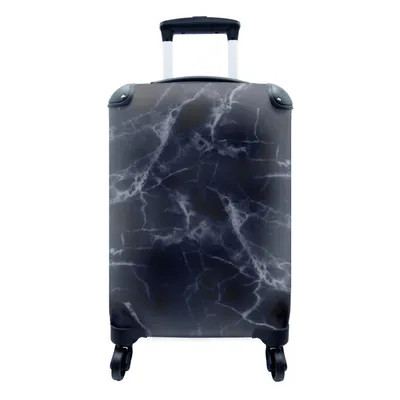 Produktbild von MuchoWow® Koffer Handgepäck Trolley Rollkoffer Kleine Reisekoffer mit 4 Rollen - Marmor - Muster - Schwarz - Weiß - Cabin Size < 55x40x23 cm & 55x40x20 cm - Fotokoffer - Kabinenkoffer - Boardgepäck - Reise-Box - Reisekoffer - Reisegepäck - Koffer mit Bild - Trolley für Kinder