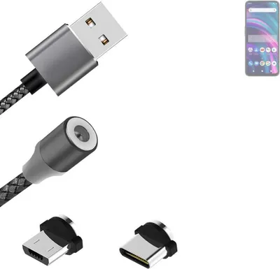 Produktbild von K-S-Trade Hochwertiges Magnet-Lade-kabel Sync-Kabel Daten-Kabel für BLU G91 Max mit USB-Typ-C-Anschluss und Micro-USB-Anschluss 2A bis zu 480mbps