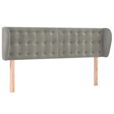 Produktbild von vidaXL Kopfteil mit Ohren Hellgrau 147x23x78/88 cm Samt