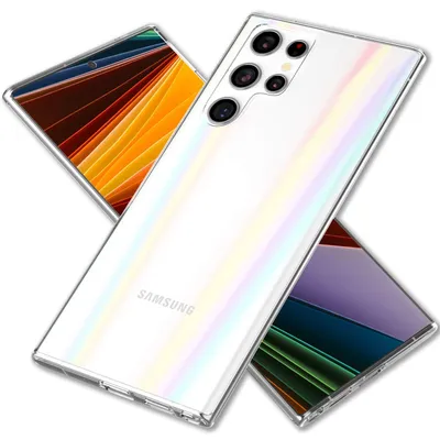 Image de NALIA Housse transparente en verre trempé pour Samsung Galaxy S22 Ultra, effet arc-en-ciel transparent anti-jaune verre trempé & silicone, housse de protection pour téléphone portable