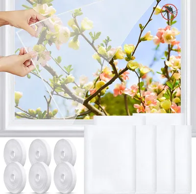 Produktbild von 6 Stück Moskitonetze für Fenster, 130 x 150cm Fliegengitter für Fenster, Insektenschutz Fensternetz Fliegengitter (Weiss)