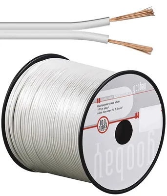Produktbild von Lautsprecherkabel weiß 100 m Spule, Querschnitt 2 x 0,5 mm², CU
