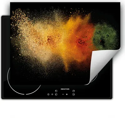 Produktbild von DarHaus Herdabdeckplatte 80x52 cm Anti Rutsch Matte Aufrollbar, schwarz - bunt - Gewürze