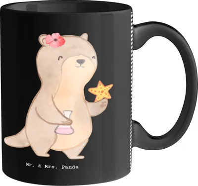 Produktbild von Mr. & Mrs. Panda Kaffeetasse Ozeanografin Herz - Schwarz - Geschenk, Naturwissenschaftler, Becher, Trinkbecher, Meeresbiologe, Studium, Kaffeebecher, statement tasse