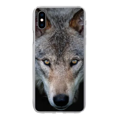 Produktbild von MuchoWow® Handyhülle Schutzhülle Hülle für iPhone Xs Wolf - Porträt - Schwarz Silikon Softcase Handy Hülle - Handytasche