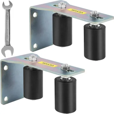 Immagine prodotto di Guida a rulli per porte VEVOR, 7,6 cm, in nylon nero, zincato, scorrevole, con staffa a L e bulloni regolabili, gruppo di supporto, 2 pezzi